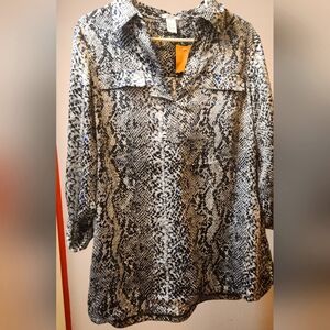 CACHE ANIMAL PRINT BLOUSE WITH TIE BELT